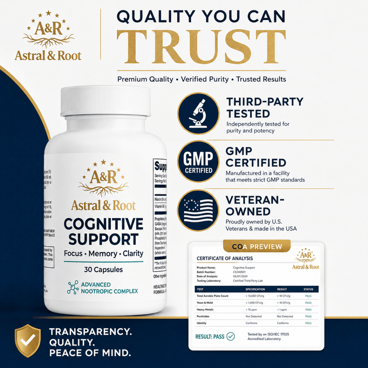 Cognitive Support — Nootropic Focus & Clarity Formula - Astral & Root
